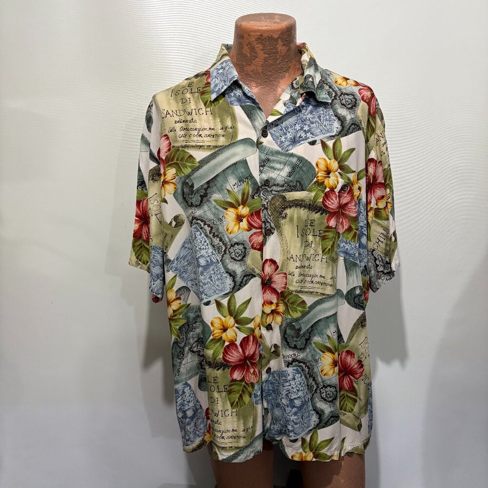 Tori Richard 2XL Le Isole Di Sandwich Floral Aloha Hawaiian Rayon Shirt USA Made